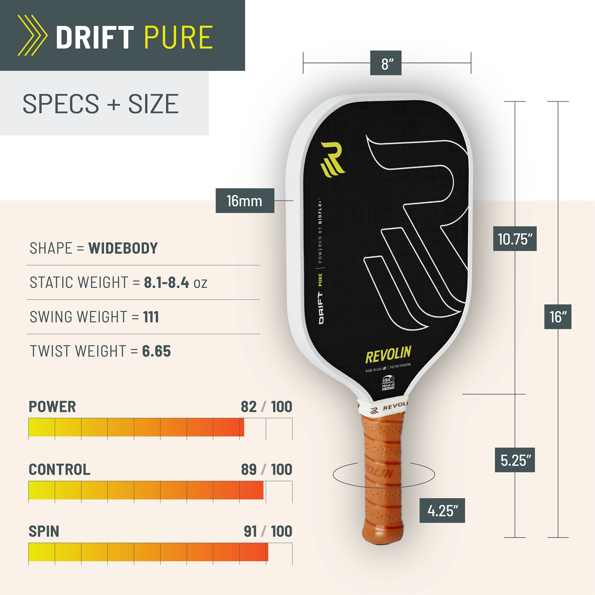 Drift Pure Pickleball Paddle | Vibration Dampening | All-Court