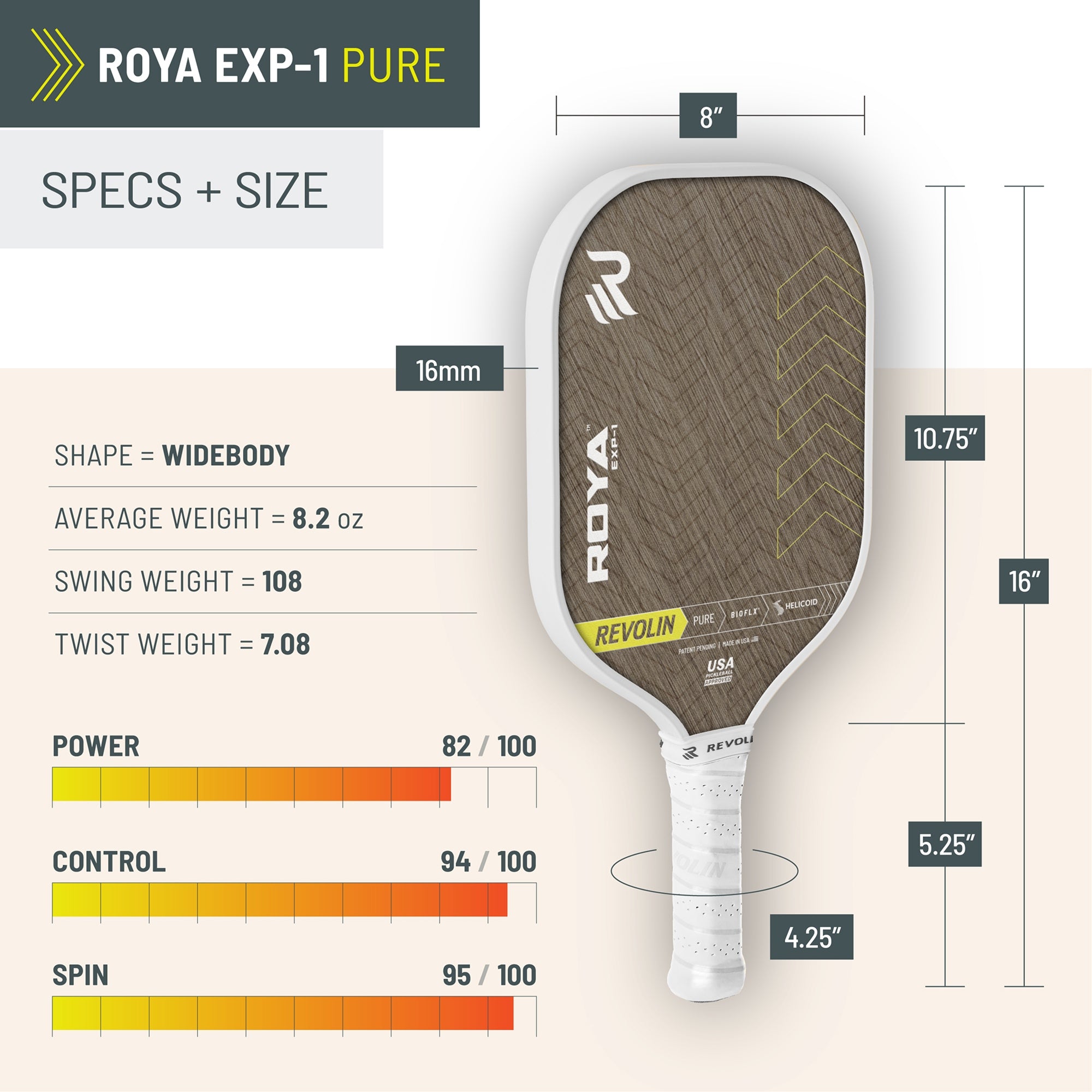 Roya EXP-1 Pure Pickleball Paddle